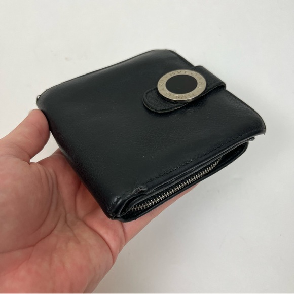 Bvlgari Leather Bifold Wallet Silver Hardware Zip Unisex - Picture 3 of 12